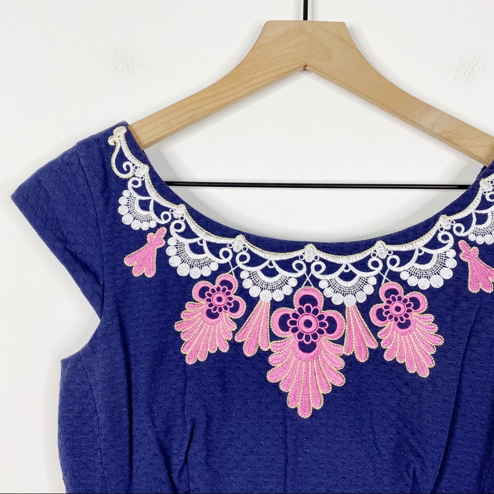 Lilly Pulitzer Allura Navy Embroider Sheath Dress - Picture 4 of 8